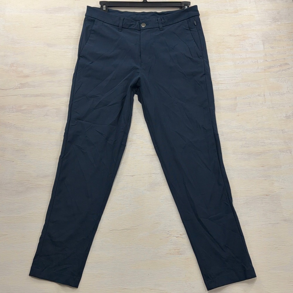Lululemon Pant Commission Slim Fit Warpstreme Navy Blue Mens 34 x 29